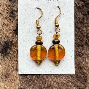 Elegant Gold and Amber Dangle Earrings